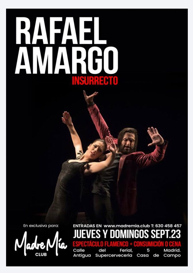 Promotional poster for the show Rafael Amargo Insurrecto.