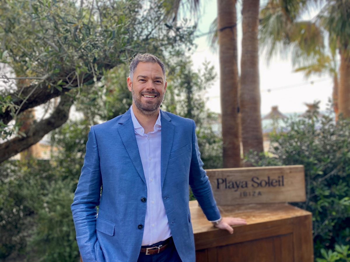 Enrique Riestra at the entrance of the Playa Soleil beach club.