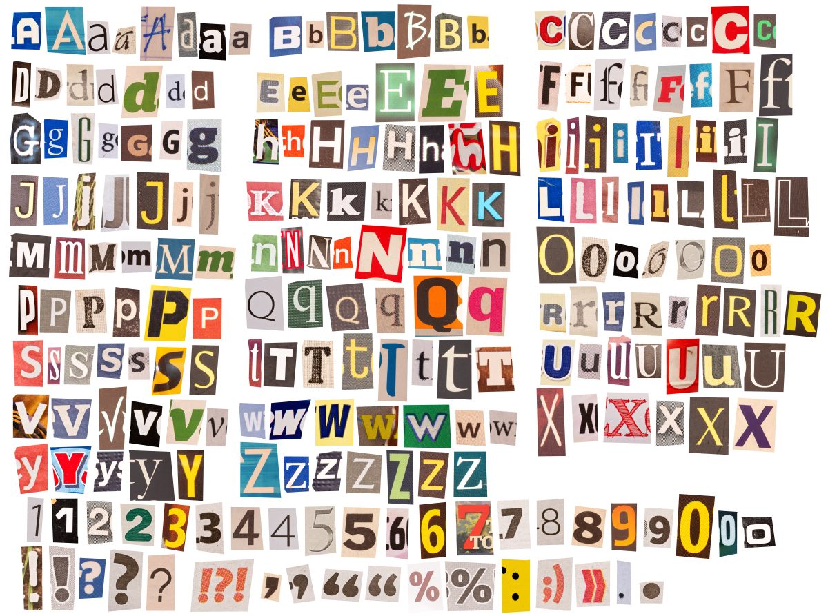 Collage of letters and numbers to represent the work of a writer.