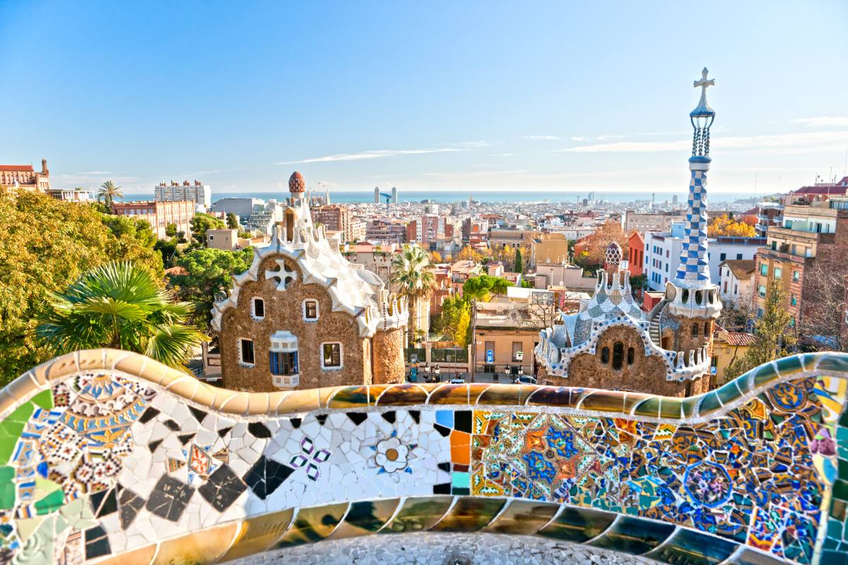 Park Güell, Barcelona, landscape. It is one of Gaudí's works.