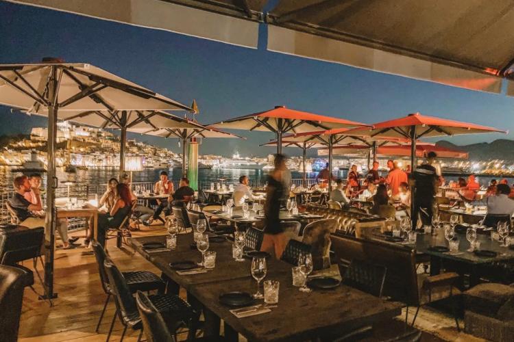 The terrace of the ROTO restaurant in Ibiza.